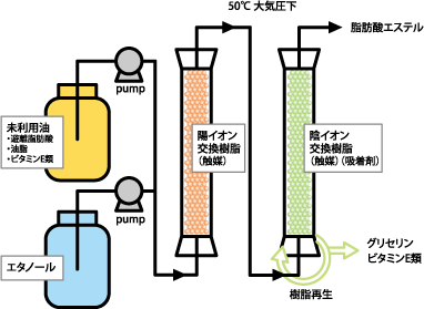 陽イオンと陰イオン樹脂を用いた分離の基本構造
